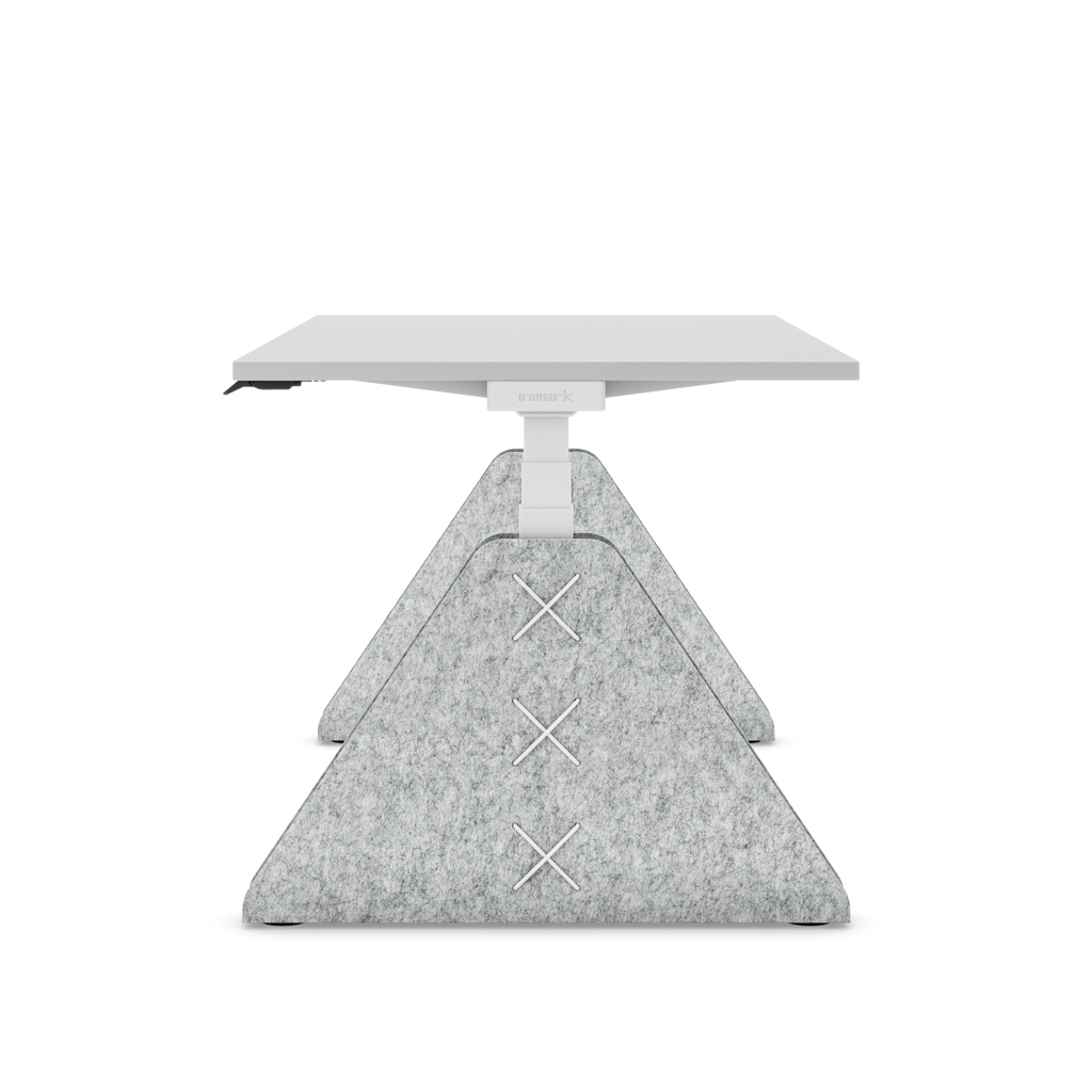 Höhenverstellbarer Schreibtisch Masterlift® Flex Akustix®-Edition, Trapez Hellgrau, Lichtgrau Dekor/Weiss 160x80