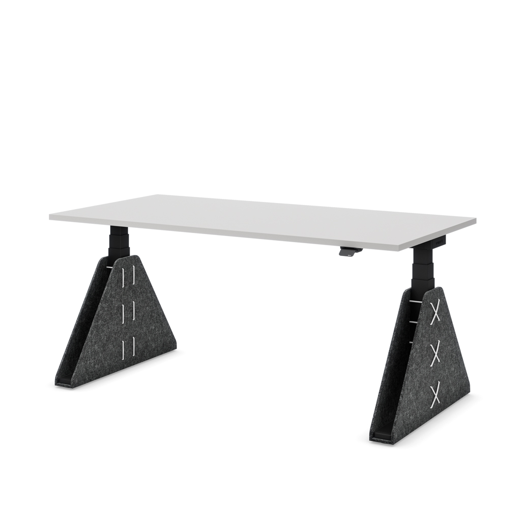 Masterlift Flex höhenverstellbarer Schreibtisch quadratisch Filz Edition Trapez Dunkelgrau Lichtgrau Dekor/Schwarz 180x80