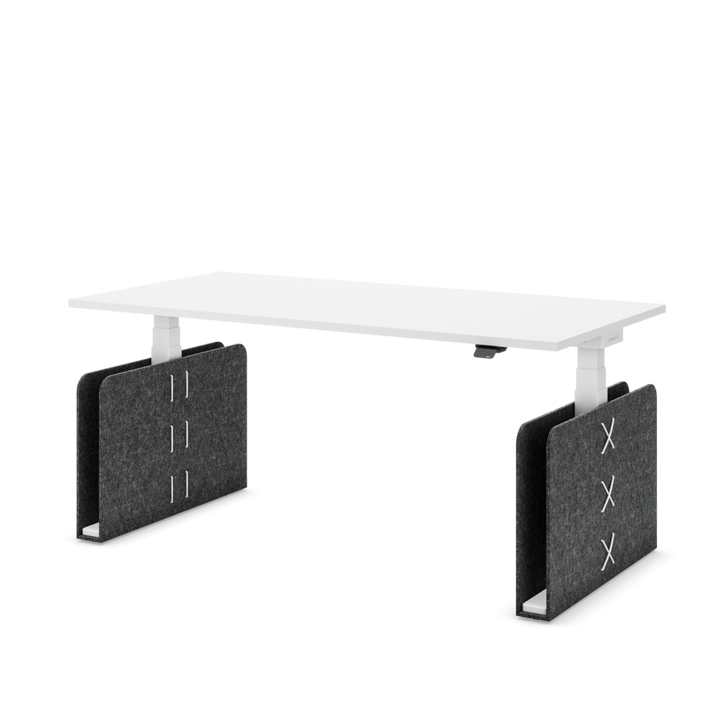 Höhenverstellbarer Schreibtisch Masterlift Flex Akustix -Edition, Rechteck Dunkelgrau, Weiss Dekor/Weiss 140x80