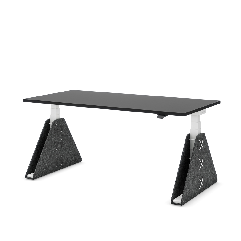Masterlift Flex höhenverstellbarer Schreibtisch quadratisch Filz Edition Trapez Dunkelgrau Schwarz Dekor/Weiß 200x80