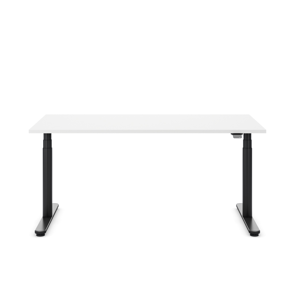Höhenverstellbarer Schreibtisch Masterlift® Flex Basic rund, Weiss/Schwarz 140x80