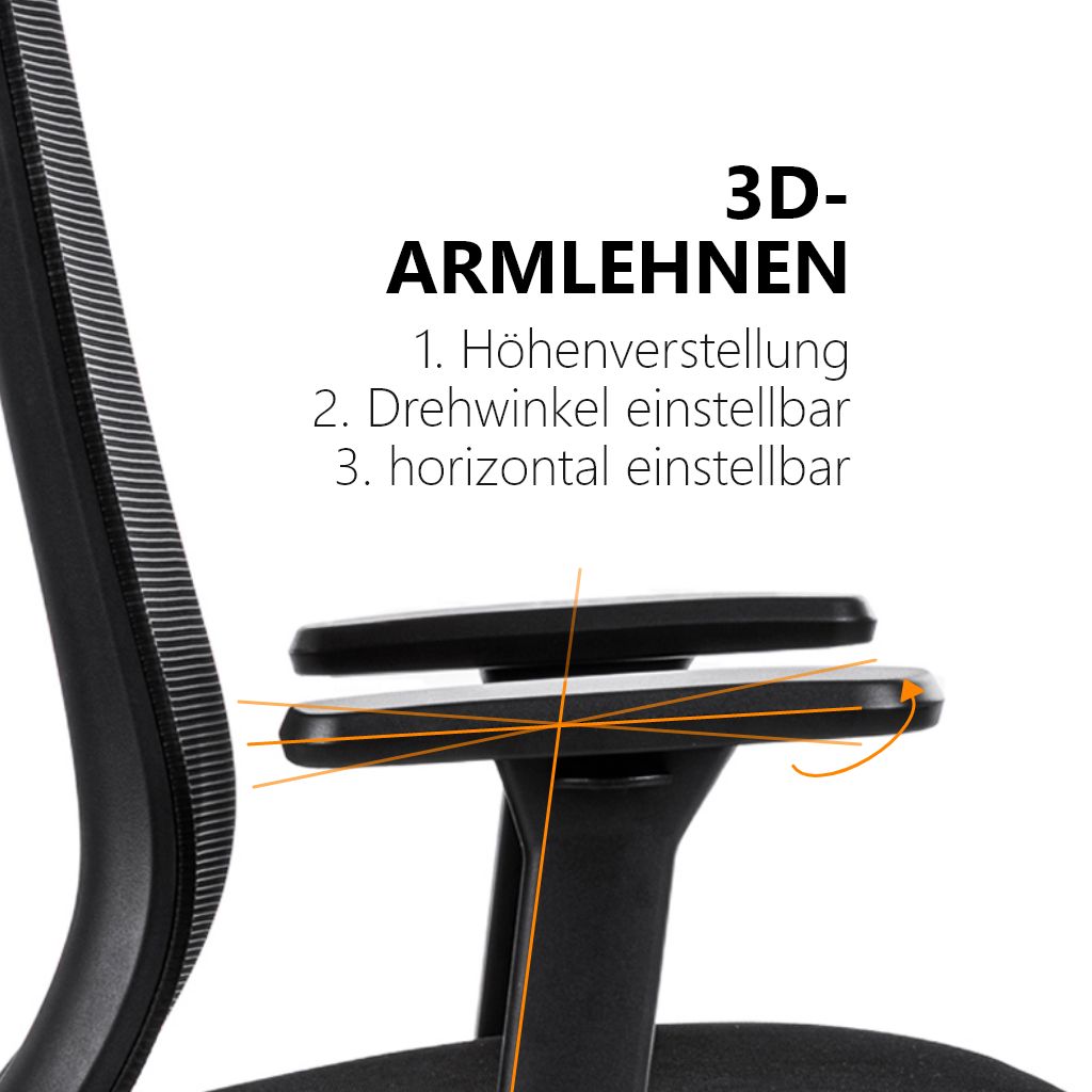 EcoChair 3 - Ergonomischer Bürostuhl, Schwarz