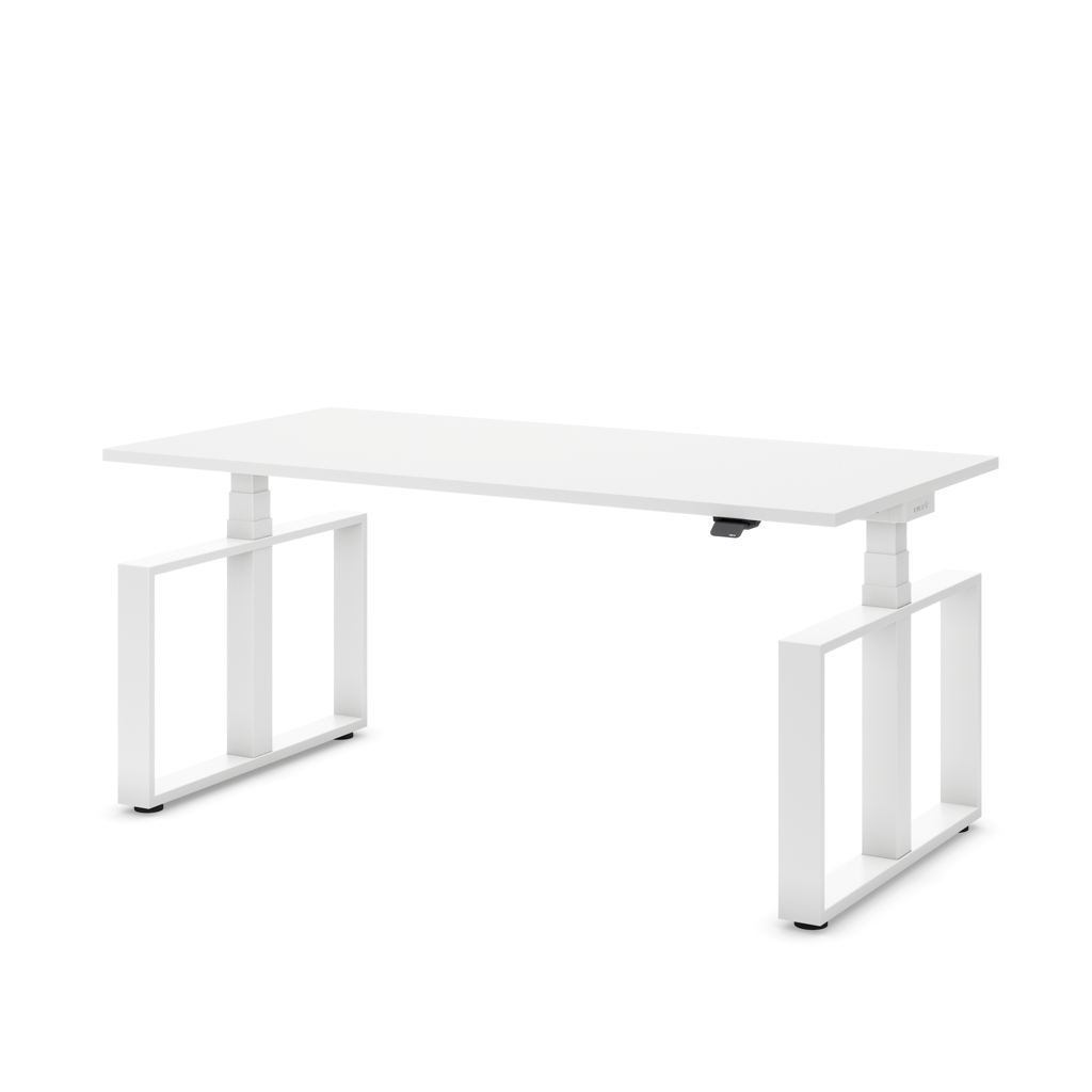 Masterlift Flex höhenverstellbarer Schreibtisch Loop Stahl Edition Rechteck Weiß Dekor/Weiß 120x80