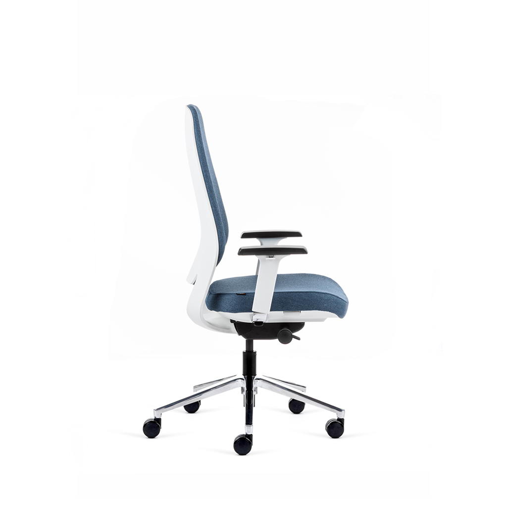Teamo® Plush - Ergonomischer Bürostuhl, Vollpolster, Weiss/Blau