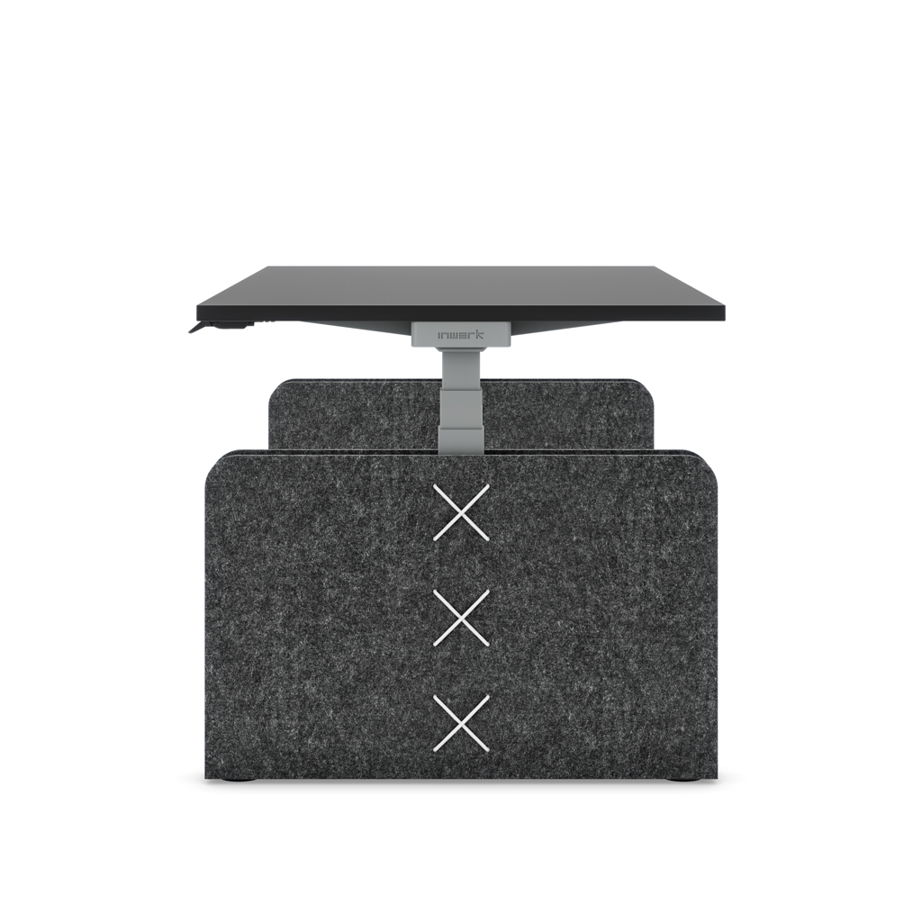 Höhenverstellbarer Schreibtisch Masterlift® Flex Akustix®-Edition, Rechteck Dunkelgrau, Schwarz Dekor/Silber 180x80
