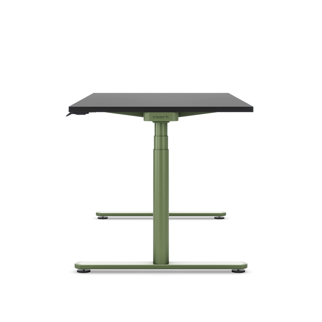 Höhenverstellbarer Schreibtisch Masterlift® Flex Basic rund, Schwarz/Resedagrün 160x80