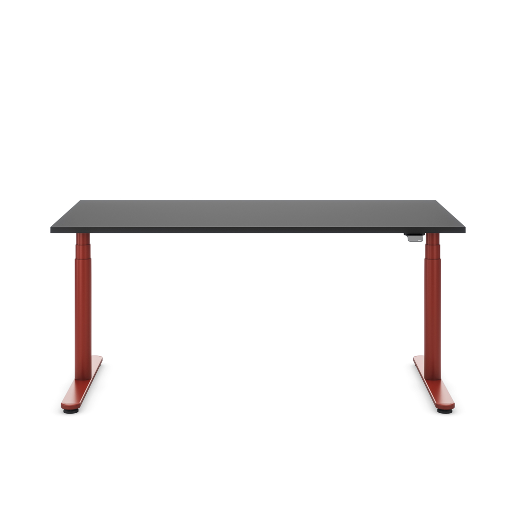 Höhenverstellbarer Schreibtisch Masterlift® Flex Basic rund, Schwarz/Braunrot 180x80