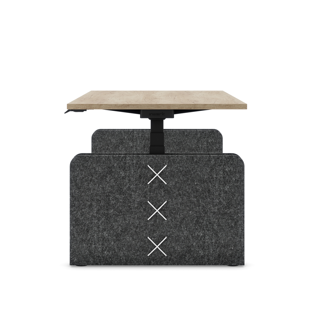 Höhenverstellbarer Schreibtisch Masterlift® Flex Akustix®-Edition, Rechteck Dunkelgrau, Eiche Dekor/Schwarz 160x80