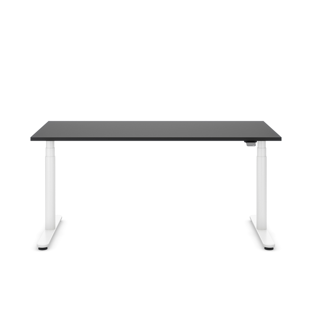 Höhenverstellbarer Schreibtisch Masterlift® Flex Basic rund, Schwarz/Weiss 160x80