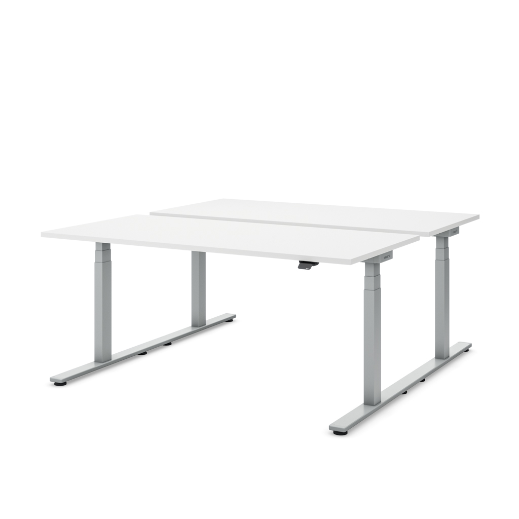 Höhenverstellbarer Team-Schreibtisch Masterlift® Flex Light, Weiss/Silber 200x80