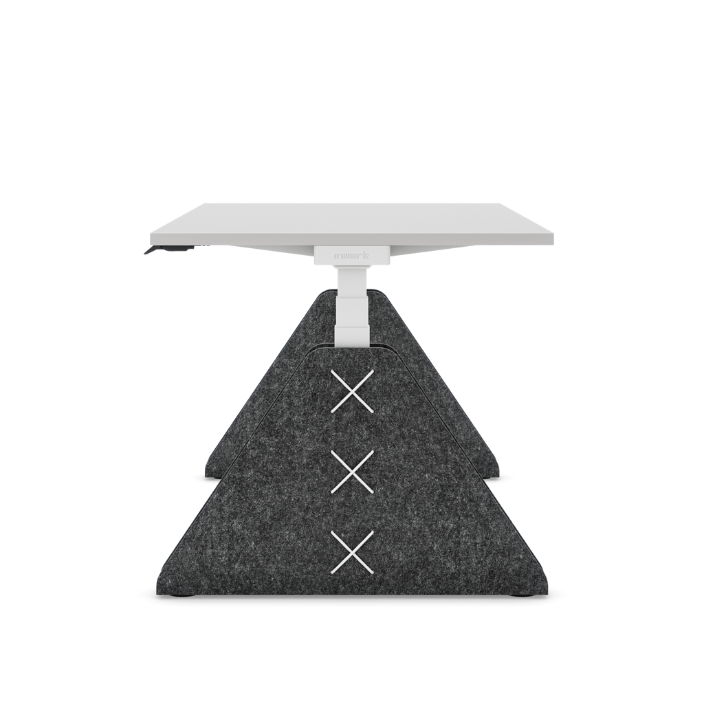 Höhenverstellbarer Schreibtisch Masterlift® Flex Akustix®-Edition, Trapez Dunkelgrau, Lichtgrau Dekor/Weiss 160x80