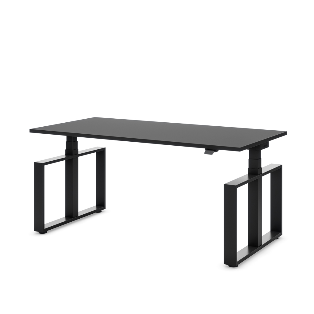 Masterlift Flex höhenverstellbarer Schreibtisch Loop Stahl Edition Rechteck Schwarz Dekor/Schwarz 200x80