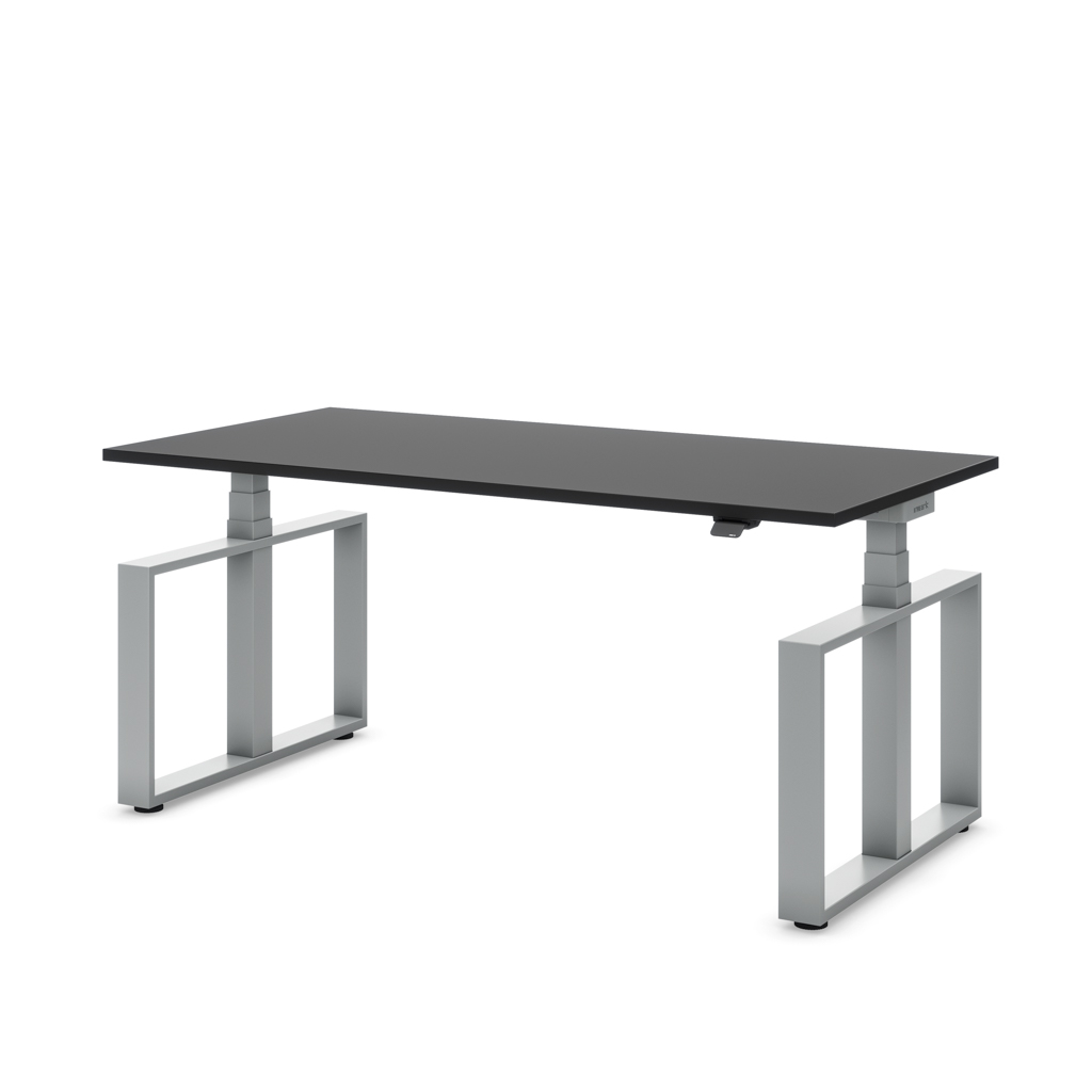Masterlift Flex höhenverstellbarer Schreibtisch Loop Stahl Edition Rechteck Schwarz Dekor/Silber 160x80