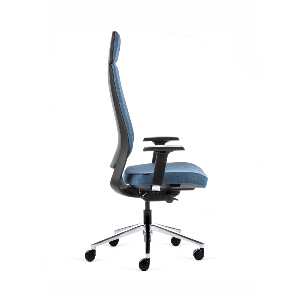 Teamo® Plush Plus - Ergonomischer Bürostuhl mit Kopfstütze, Vollpolster, Schwarz/Blau