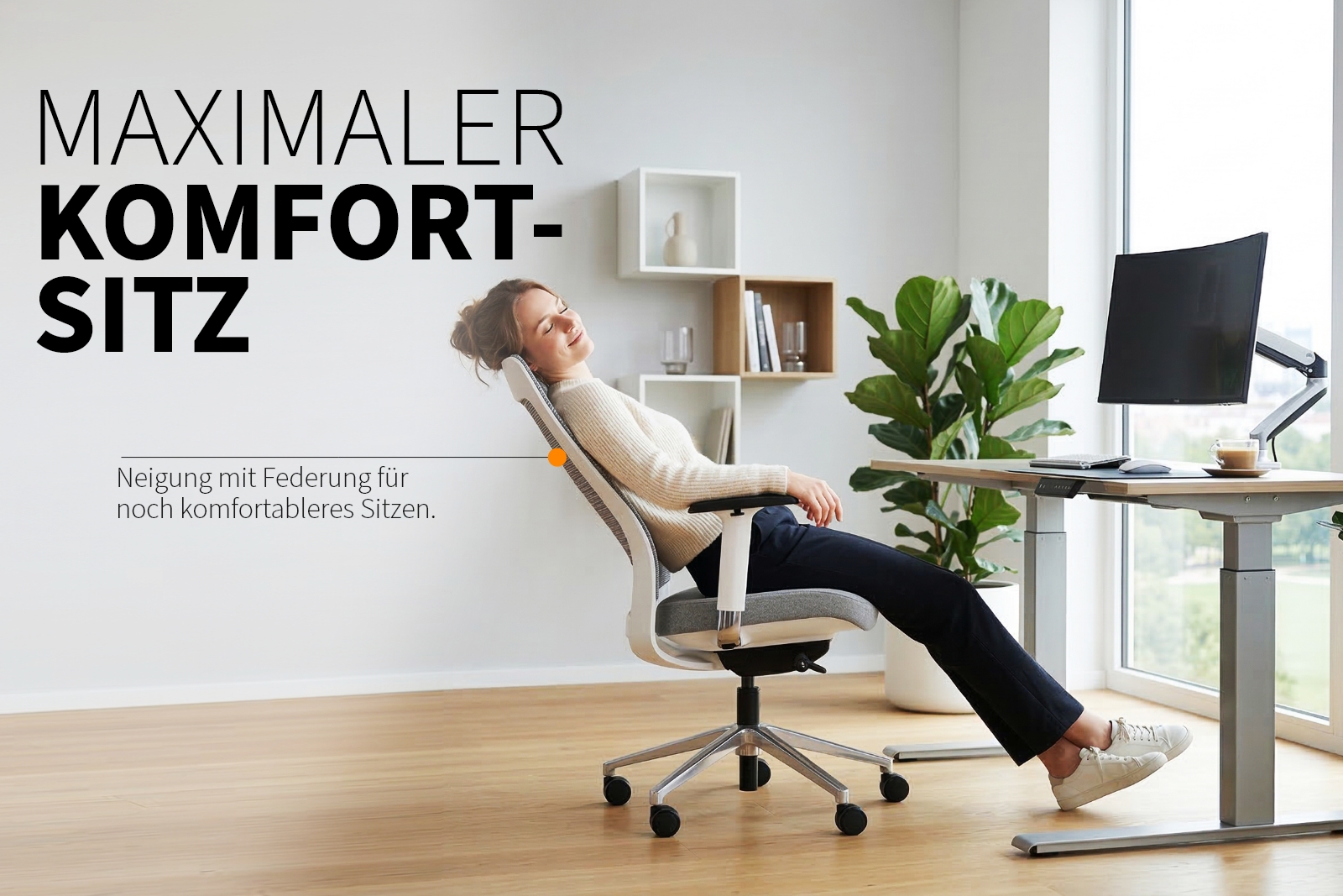 Inwerk Teamo® Original - Ergonomischer Bürostuhl, Weiß/Grau