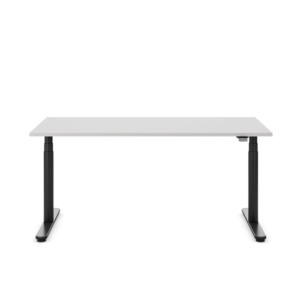 Höhenverstellbarer Schreibtisch Masterlift® Flex Basic rund, Lichtgrau/Schwarz 160x80