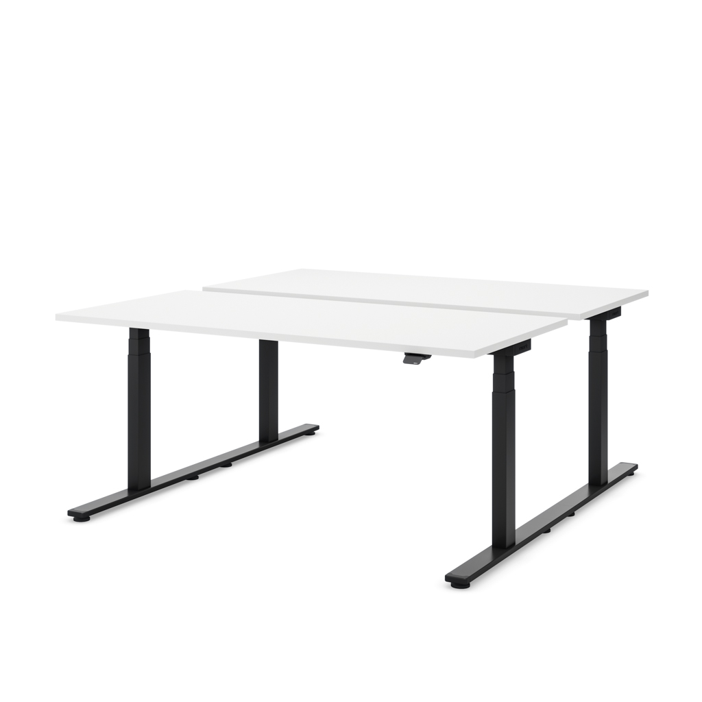 Höhenverstellbarer Team-Schreibtisch Masterlift® Flex Light, Weiss/Schwarz 140x80